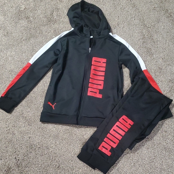 Puma Black and Red Hoodie Set - Picture 1 of 9